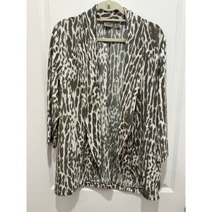 Chicos Easywear Cardigan Size 3 (XL)  Animal Print Cream Beige